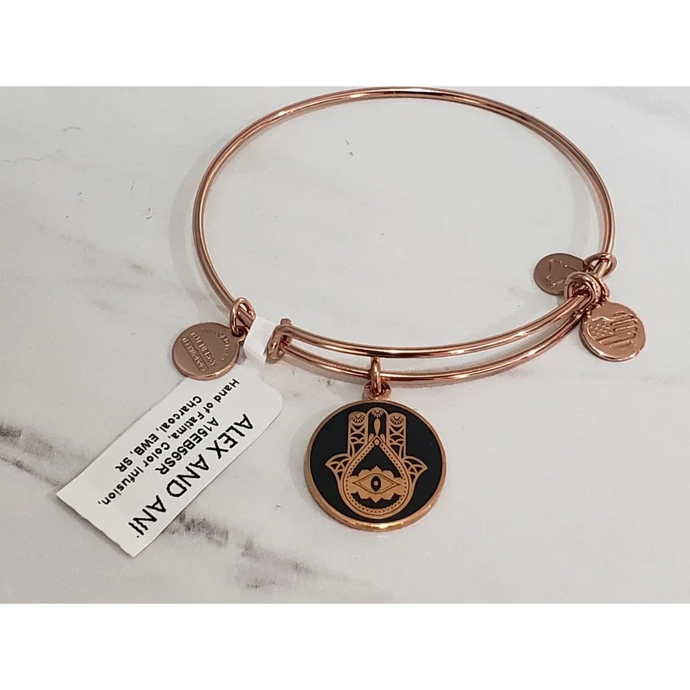 Alex and Ani Hamsa Hand of Fatima Color Infusion Rose Gold Bangle A15EB56SR